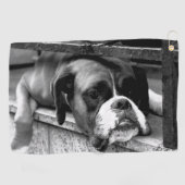 窓の上のボクサー犬Gtcna ゴルフタオル (横)