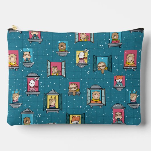 窓の上の動物 アクセサリーポーチ (正面)