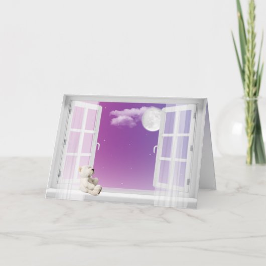 窓の中にテディ考えるベア シーズンカード (正面)