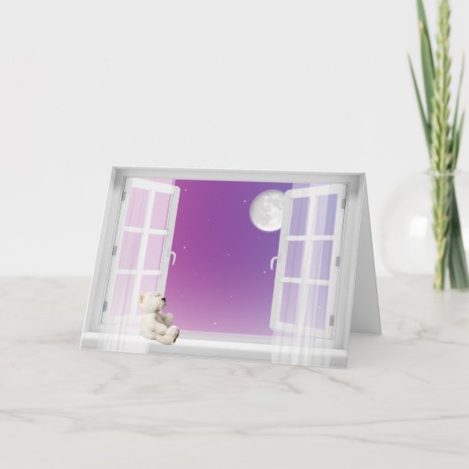 窓の中にテディ考えるベア シーズンカード (正面)