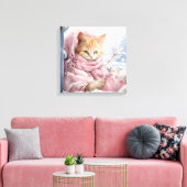 窓の中のオレンジ色の猫 キャンバスプリント (インサイチュ (リビング))