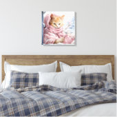 窓の中のオレンジ色の猫 キャンバスプリント (インサイチュ (寝室))