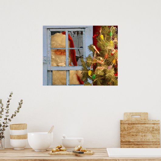 窓の中のサンタ ポスター (キッチン)