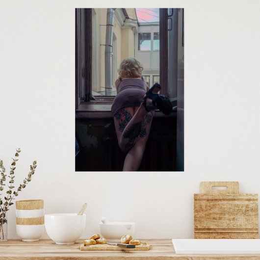 窓の中の少女 ポスター (キッチン)