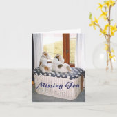 窓の二線式のフォックステリア犬 カード (黄色い花)