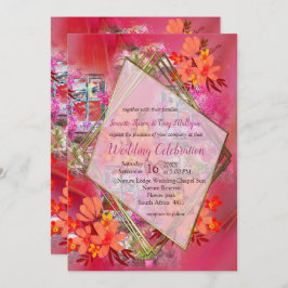 窓の内側にViva Magenta 2023 gild 招待状