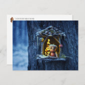 窓の冬から眺めるコーン小妖精や小人 ポストカード (正面/裏面)