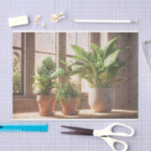 窓の切り離しによる観葉植物 薄葉紙 (クラフト)