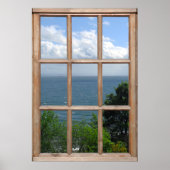 窓の効果から木と海のビューを作成する ポスター (正面)