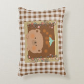 窓の外を見ているテディベア アクセントクッション (正面(垂直))