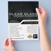 窓の夜、窓のクリーニング広告の チラシ (手)