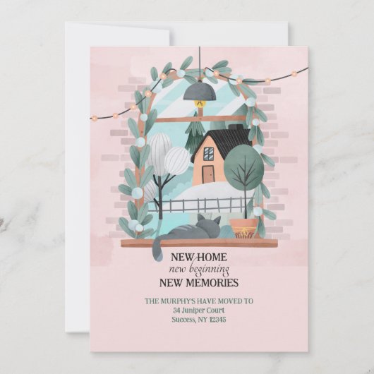 窓の子猫の動きのお知らせ 招待状 (正面)