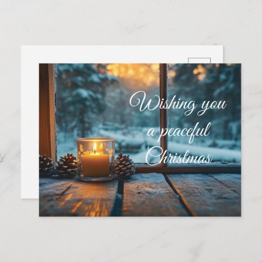 窓の平和な冬のクリスマスの装飾 シーズンポストカード (正面/裏面)