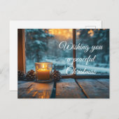 窓の平和な冬のクリスマスの装飾 ポストカード (正面/裏面)