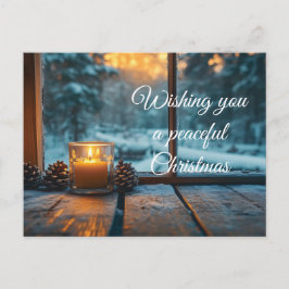 窓の平和な冬のクリスマスの装飾 ポストカード