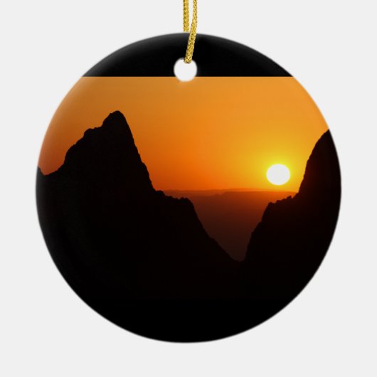 窓の日没 セラミックオーナメント (正面)