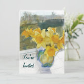 窓の春の黄色いラッパスイセン 招待状 (スタンド正面)