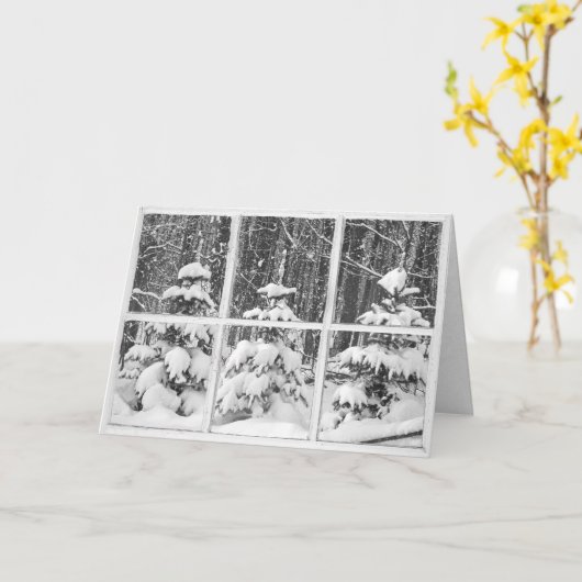 窓の松 カード (黄色い花)