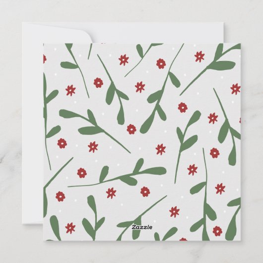 窓の枝に飾ったメリークリスマス赤深紅色 シーズンカード (裏面)