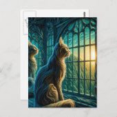 窓の横の頬髯のウォッチャー ポストカード (正面/裏面)