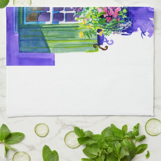 窓の水色 キッチンタオル (折り畳み)