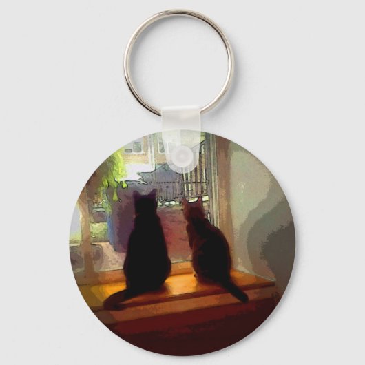 窓の注視猫ちゃんCB キーホルダー (正面)