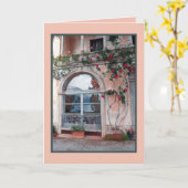 窓の湖の反射/コモ湖 カード (黄色い花)