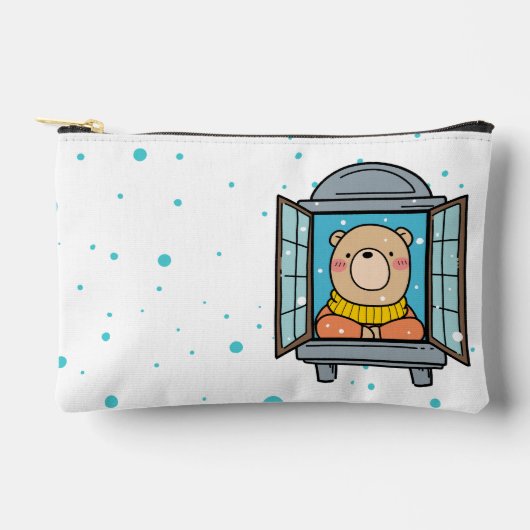 窓の熊 アクセサリーポーチ (正面)