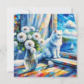 窓の白い猫の窓枠を見て海 (正面)