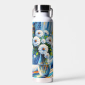 窓の白い猫の窓枠を見て海 ウォーターボトル (正面)