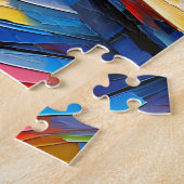 窓の白い猫の窓枠を見て海 ジグソーパズル (側面)