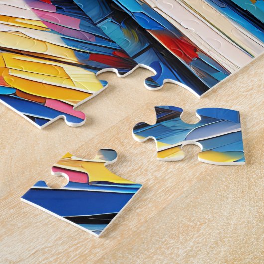 窓の白い猫の窓枠を見て海 ジグソーパズル (側面)