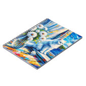 窓の白い猫の窓枠を見て海 ノートブック (左側)