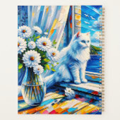 窓の白い猫の窓枠を見て海 プランナー手帳 (裏面)