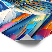 窓の白い猫の窓枠を見て海 ポスター (角)