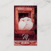 窓の白い鳩、モノグラムレッドブラック紙 名刺 (裏面)