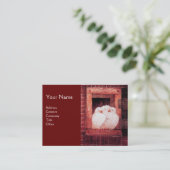 窓の白い鳩、モノグラム赤茶色 名刺 (スタンド正面)