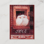 窓の白い鳩、モノグラム赤茶色 名刺 (裏面)