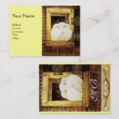 窓の白い鳩、モノグラム黄褐色 名刺 (正面/裏面)