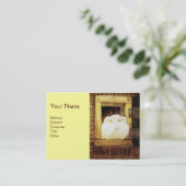 窓の白い鳩、モノグラム黄褐色 名刺 (スタンド正面)