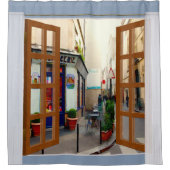 窓の眺めの金パリの通り シャワーカーテン (正面)