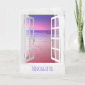 窓の紫の海の考える日の出 カード (正面)
