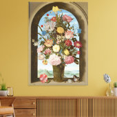 窓の花の花瓶， c.1618 キャンバスプリント (インサイチュ (リビング))