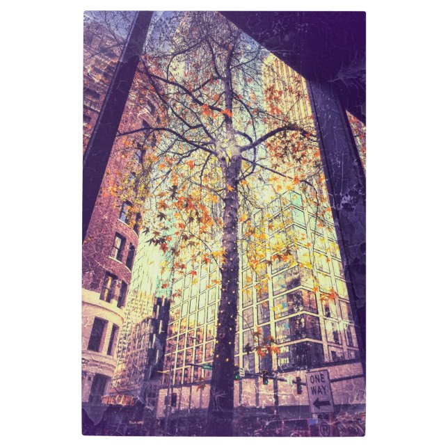 窓の街並み メタルプリント (正面)