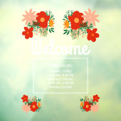 窓の装飾 店舗営業時間 お花のデザイン ウィンドウサイン (シート3)