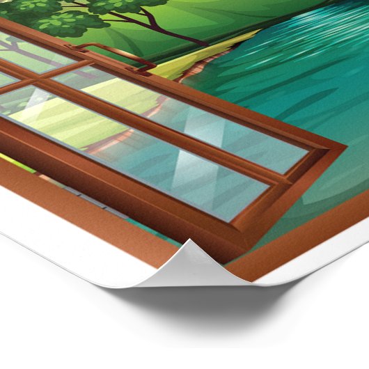 窓の開いたポスターを通って川を渡る ポスター (角)