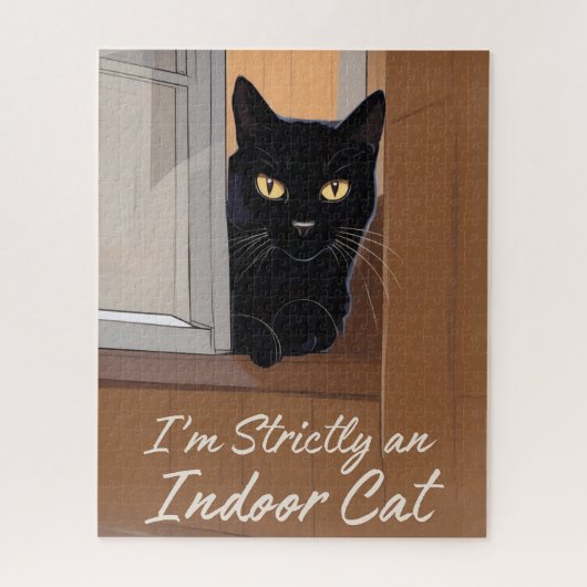 窓の黒猫 ジグソーパズル (縦)