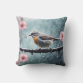 窓や鳥の雨粒 クッション (正面)