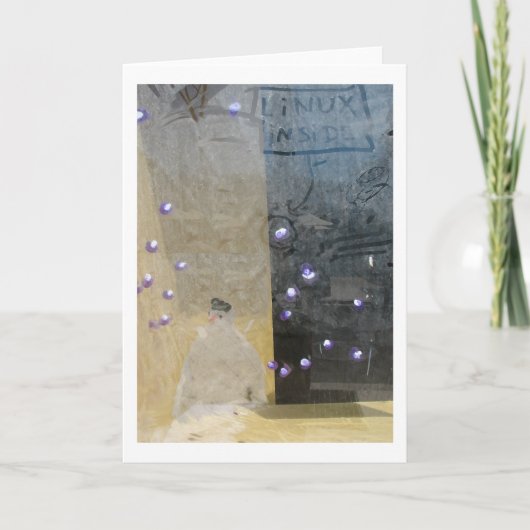 窓を通した雪だるま シーズンカード (正面)