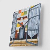 窓を通フランスのして スクエア壁時計 (傾斜)